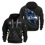 Seattle Seahawks Half-Zip Hoodie Multi-Pocket Custom Text