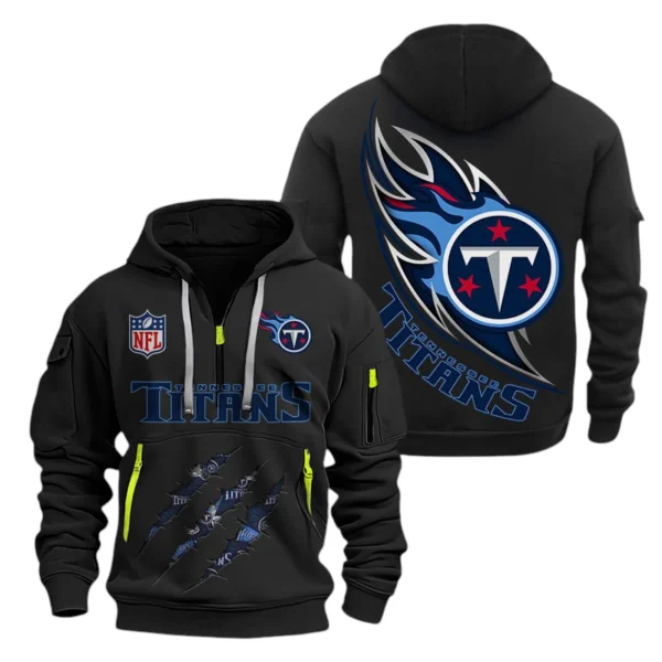 Tennessee Titans Half-Zip Hoodie Multi-Pocket Custom Text