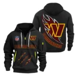 Washington Commanders Half-Zip Hoodie Multi-Pocket Custom Text