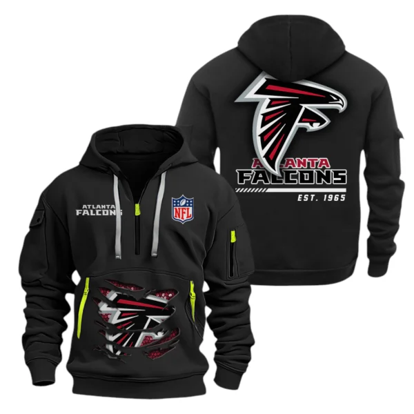 Atlanta Falcons Half Zip Hoodie Sports Hooded Multi-Pocket, Custom Text