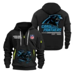 Carolina Panthers Half Zip Hoodie Sports Hooded Multi-Pocket, Custom Text