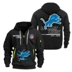 Detroit Lions Half Zip Hoodie Sports Hooded Multi-Pocket, Custom Text