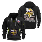 Minnesota Vikings Half Zip Hoodie Sports Hooded Multi-Pocket, Custom Text