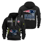 New England Patriots Half Zip Hoodie Sports Hooded Multi-Pocket, Custom Text