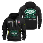 New York Jets Half Zip Hoodie Sports Hooded Multi-Pocket, Custom Text