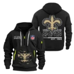 New Orleans Saints Half Zip Hoodie Sports Hooded Multi-Pocket, Custom Text