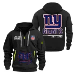 New York Giants Half Zip Hoodie Sports Hooded Multi-Pocket, Custom Text