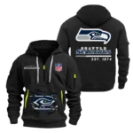 Seattle Seahawks Half Zip Hoodie Sports Hooded Multi-Pocket, Custom Text