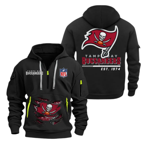 Tampa Bay Buccaneers Half Zip Hoodie Sports Hooded Multi-Pocket, Custom Text