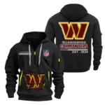 Washington Commanders Half Zip Hoodie Sports Hooded Multi-Pocket, Custom Text