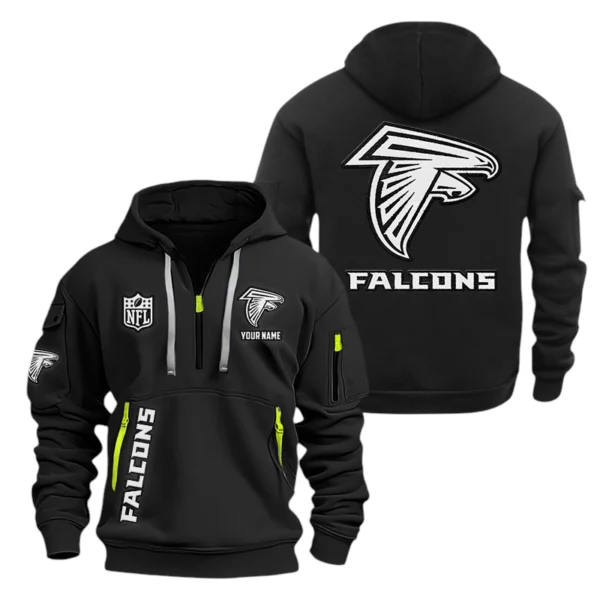 Atlanta Falcons Half Zip Hoodie Sports Hooded Multi-Pocket Custom Name