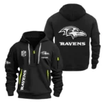 Baltimore Ravens Half Zip Hoodie Sports Hooded Multi-Pocket Custom Name