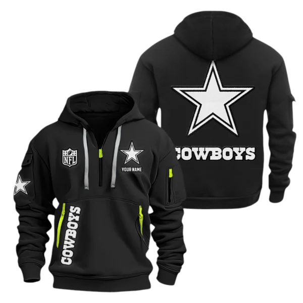 Dallas Cowboys Half Zip Hoodie Sports Hooded Multi-Pocket Custom Name