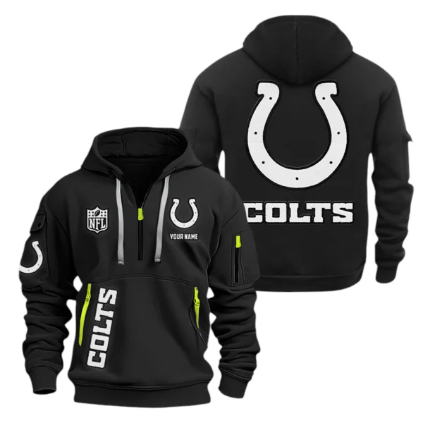 Indianapolis Colts Half Zip Hoodie Sports Hooded Multi-Pocket Custom Name