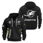 Miami Dolphins Half Zip Hoodie Sports Hooded Multi-Pocket, Custom Name