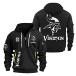 Minnesota Vikings Half Zip Hoodie Sports Hooded Multi-Pocket, Custom Name