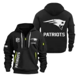 New England Patriots Half Zip Hoodie Sports Hooded Multi-Pocket, Custom Name