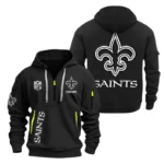 New Orleans Saints Half Zip Hoodie Sports Hooded Multi-Pocket, Custom Name