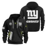 New York Giants Half Zip Hoodie Sports Hooded Multi-Pocket, Custom Name