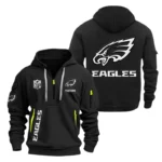 Philadelphia Eagles Half Zip Hoodie Sports Hooded Multi-Pocket, Custom Name