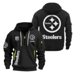 Pittsburgh Steelers Half Zip Hoodie Sports Hooded Multi-Pocket, Custom Name