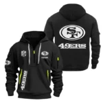 San Francisco 49ers Half Zip Hoodie Sports Hooded Multi-Pocket, Custom Name