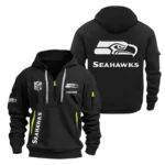 Seattle Seahawks Half Zip Hoodie Sports Hooded Multi-Pocket, Custom Name