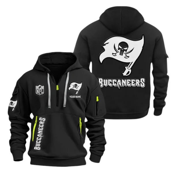Tampa Bay Buccaneers Half Zip Hoodie Sports Hooded Multi-Pocket, Custom Name