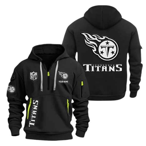 Tennessee Titans Half Zip Hoodie Sports Hooded Multi-Pocket, Custom Name