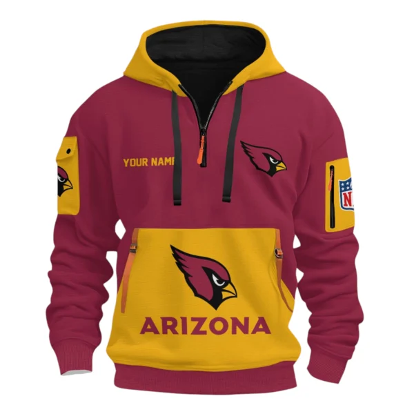 Arizona Cardinals Half Zip Hoodie All Over Prints Custom Name