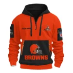 Cleveland Browns Half Zip Hoodie All Over Prints Custom Name