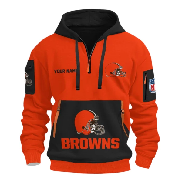 Cleveland Browns Half Zip Hoodie All Over Prints Custom Name