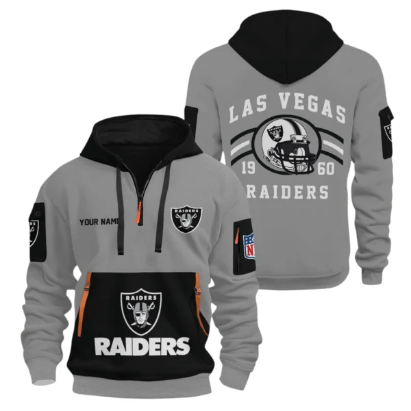 Las Vegas Raiders Half Zip Hoodie All Over Prints Custom Name