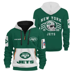 New York Jets Half Zip Hoodie All Over Prints Custom Name
