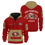 San Francisco 49ers Half Zip Hoodie All Over Prints Custom Name