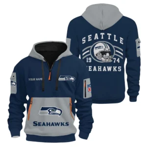 Seattle Seahawks Half Zip Hoodie All Over Prints Custom Name
