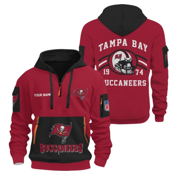 Tampa Bay Buccaneers Half Zip Hoodie All Over Prints Custom Name