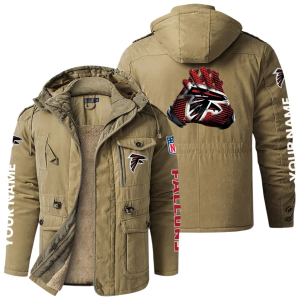 Atlanta Falcons Windproof Fleece Jacket Hooded Custom Name