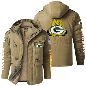 Green Bay Packers Windproof Fleece Jacket Hooded Custom Name