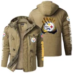 Pittsburgh Steelers Windproof Fleece Jacket Hooded Custom Name