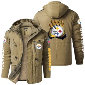 Pittsburgh Steelers Windproof Fleece Jacket Hooded Custom Name