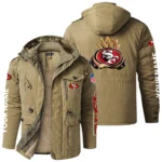 San Francisco 49ers Windproof Fleece Jacket Hooded Custom Name