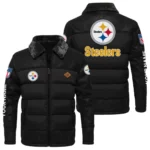 Pittsburgh Steelers Puffer Jacket Fur Collar Leather Patchwork Custom Name