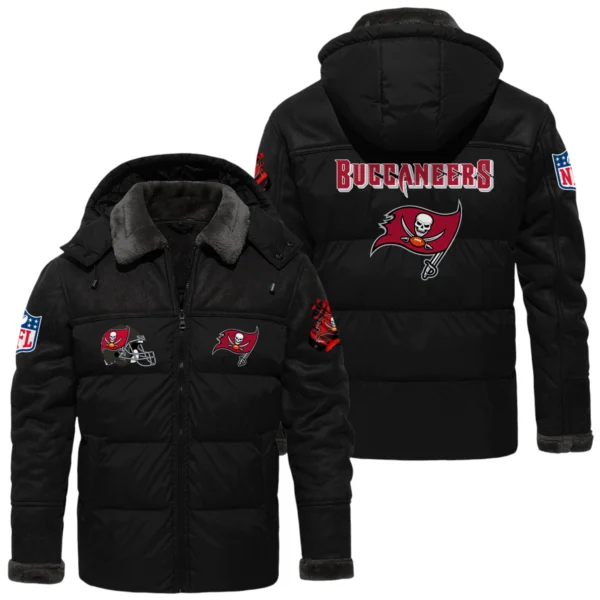 Tampa Bay Buccaneers Puffer Jacket Hooded Detachable x PU Leather Custom Name