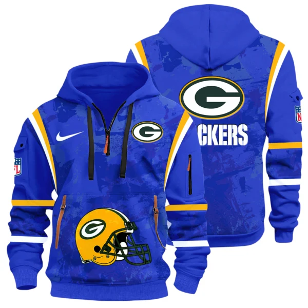 Green Bay Packers Half Zip Hoodie All Over Prints Custom Text