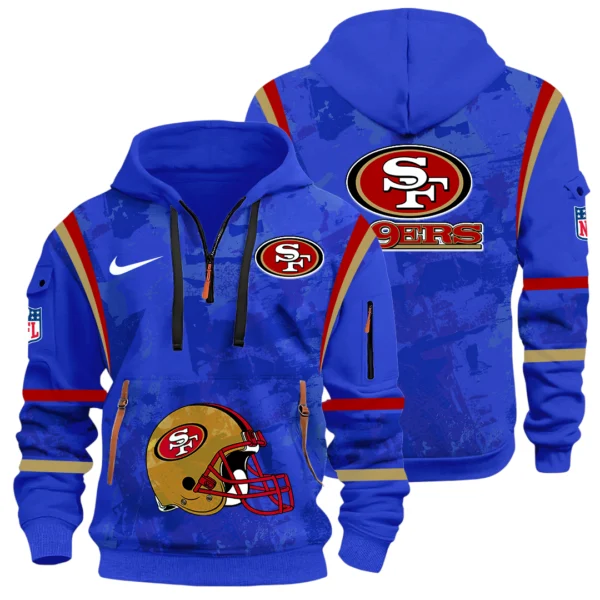 San Francisco 49ers Half Zip Hoodie All Over Prints Custom Text