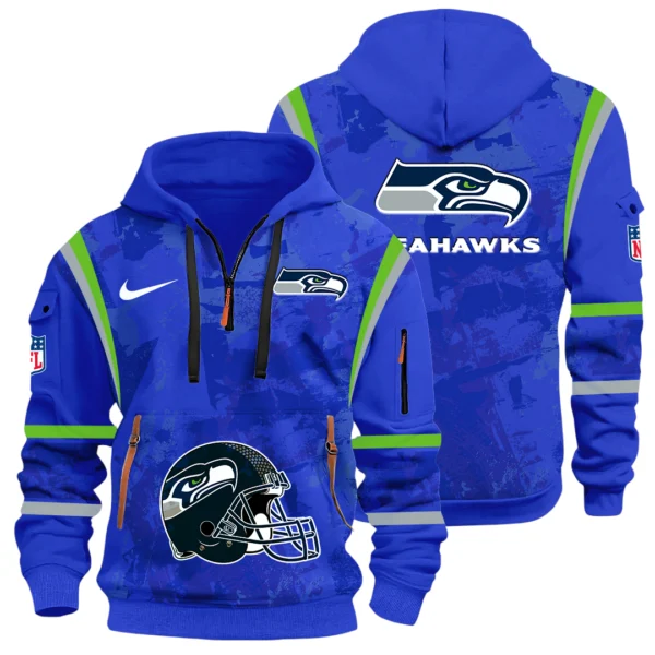 Seattle Seahawks Half Zip Hoodie All Over Prints Custom Text
