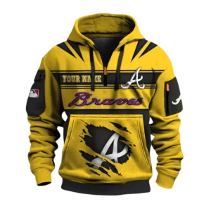 Atlanta Braves 3D Half Zip Hoodie Custom Your Name