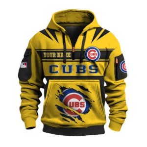 Chicago Cubs 3D Half Zip Hoodie Custom Your Name