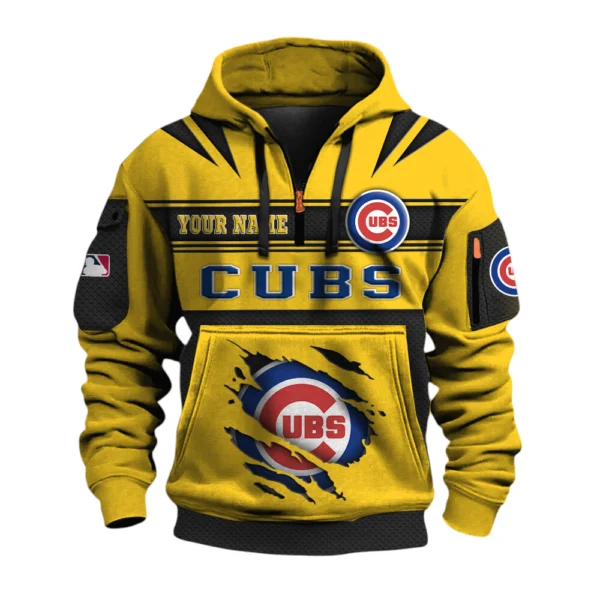 Chicago Cubs 3D Half Zip Hoodie Custom Your Name